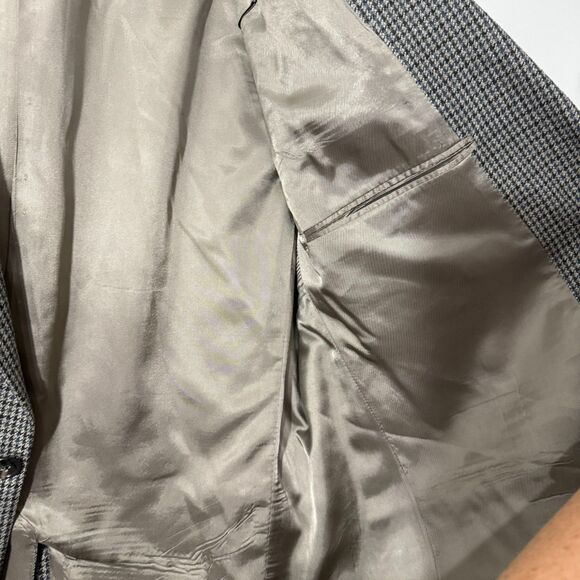 Vintage Burberry's Houndstooth Two Button Blazer - Navy/Brown 46R - Picture 6 of 10